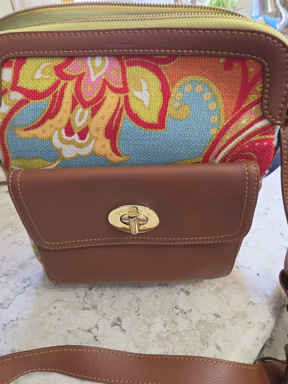 Spartina 449 Turn-Lock Crossbody Bag in Multicolor and Brown